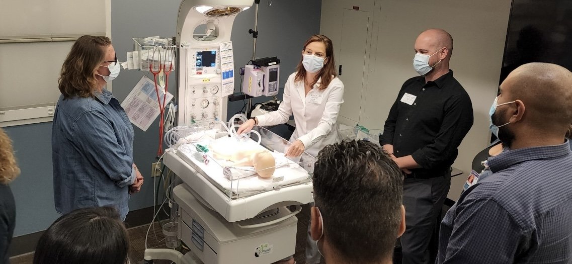 Neonatal resuscitation training at an infant warmer